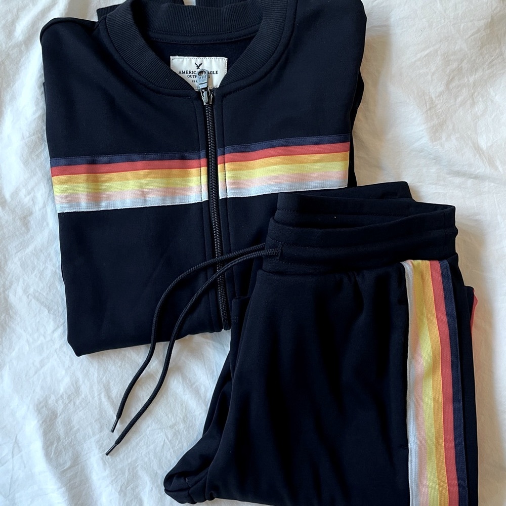 American Eagle Outfitters track suit with rainbow stripe | size M